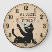 Funny Black Cat ラージ壁時計 (正面)