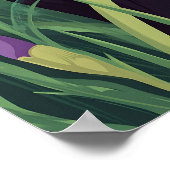 Funny Black cat and Beautiful Flower  ポスター (角)