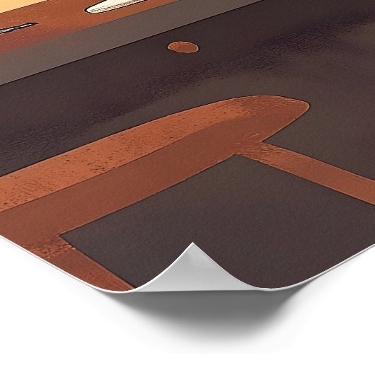 Funny Black Cat and Bird ポスター (角)