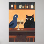 Funny Black Cat and Bird ポスター (正面)