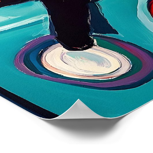 Funny Black Cat and Washing Machine ポスター (角)