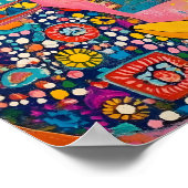 Funny Black cat Banana and Flower Vase  ポスター (角)