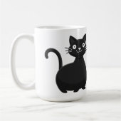 Funny Black Cat Big Eyes Cute Cat Illustration コーヒーマグカップ (左)