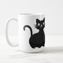 Funny Black Cat Big Eyes Cute Cat Illustration コーヒーマグカップ