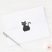 Funny Black Cat Big Eyes Cute Cat Illustration スクエアシール (封筒)