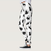 Funny Black Cat Cartoon Pattern Leggings レギンス (左)