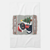 Funny Black Cat Christmas Dear Santa, I Can Explai キッチンタオル (縦)