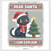 Funny Black Cat Christmas Dear Santa, I Can Explai シール (シート)