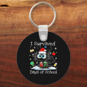 Funny Black Cat Christmas I Survived 67 Days Of Sc キーホルダー (正面)