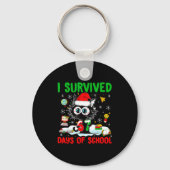 Funny Black Cat Christmas I Survived 67 Days Of Sc キーホルダー (正面)
