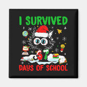 Funny Black Cat Christmas I Survived 67 Days Of Sc マグネット (正面)