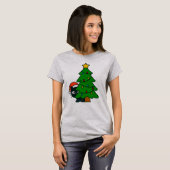 Funny Black Cat Christmas Tree Lights Kitty Xmas Tシャツ (正面フル)