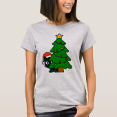 Funny Black Cat Christmas Tree Lights Kitty Xmas Tシャツ (正面)