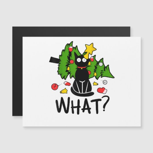 Funny Black Cat Christmas Tree Merry Santa Humor C (正面/裏面)