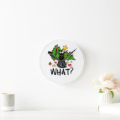 Funny Black Cat Christmas Tree Merry Santa Humor C ラウンド壁時計 (ホーム)