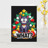 Funny Black Cat Christmas Tree Merry Xmas Humor Ca カード (黄色い花)