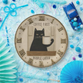 Funny Black Cat Coffee First People Later Cat Love ペーパープレート (パーティー)