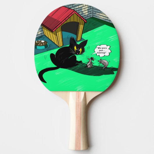  Funny Black Cat Comic Ping Pong Paddle 卓球ラケット (正面)