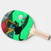  Funny Black Cat Comic Ping Pong Paddle 卓球ラケット (横)