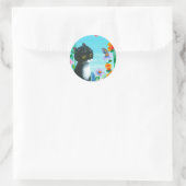 Funny Black Cat Creationarts Sticker ラウンドシール (バッグ)