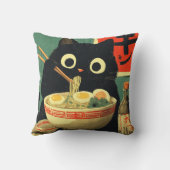 Funny Black Cat Eating Ramen クッション (裏面)