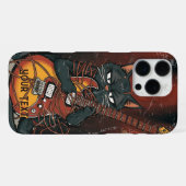 Funny Black Cat Electric Guitar Player Gift iPhoneケース (裏面横)