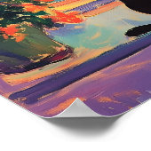 Funny Black cat enjoying the sunset  ポスター (角)