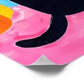 Funny Black Cat Fresh Fruit and Sea ポスター (角)