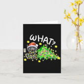 Funny Black Cat Gift Pushing Christmas Tree Over C カード (黄色い花)