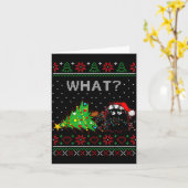 Funny Black Cat Gift Pushing Christmas Tree Over C カード (黄色い花)