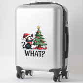 Funny Black Cat Gift Pushing Christmas Tree Over C シール (スーツケース)