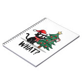 Funny Black Cat Gift Pushing Christmas Tree Over C ノートブック (左側)