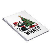 Funny Black Cat Gift Pushing Christmas Tree Over C ノートブック (右側)