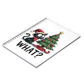 Funny Black Cat Gift Pushing Christmas Tree Over C ノートブック (左側)