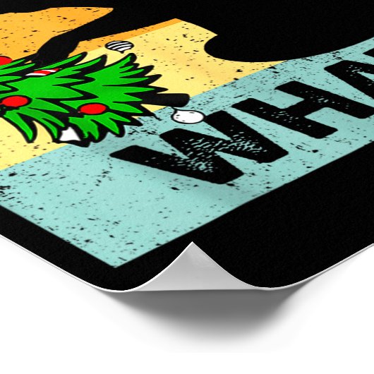 Funny Black Cat Gift Pushing Christmas Tree Over C ポスター (角)