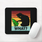 Funny Black Cat Gift Pushing Christmas Tree Over C マウスパッド (マウス)