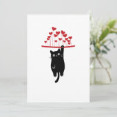 Funny Black Cat Hanging Out Valentine's Day シーズンカード (スタンド正面)