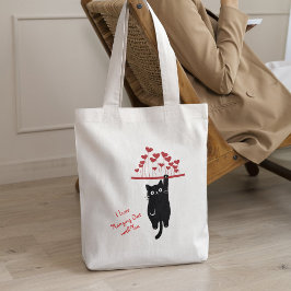 Funny Black Cat Hanging Out Valentine's Day トートバッグ