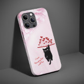 Funny Black Cat Hanging Out Valentine's Day iPhoneケース