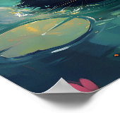 Funny Black cat is swimming  ポスター (角)