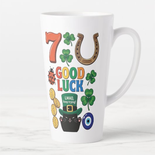 Funny Black Cat Lucky Charm  St. Patrick's day カフェラテマグ (右)