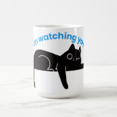 Funny Black Cat  Minimal Illustration コーヒーマグカップ (中央)