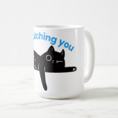 Funny Black Cat  Minimal Illustration コーヒーマグカップ (正面右)