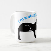 Funny Black Cat  Minimal Illustration コーヒーマグカップ (正面左)