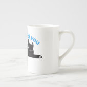 Funny Black Cat  Minimal Illustration ボーンチャイナマグカップ (右)