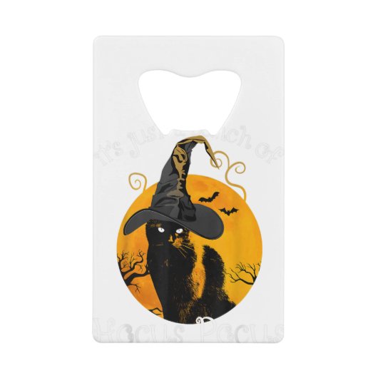 Funny Black Cat Moon Halloween Costume Bunch of Ho クレジットカード栓抜き (正面)