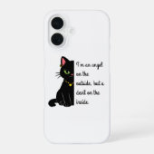 funny black cat phone case iPhone 16ケース (裏面)