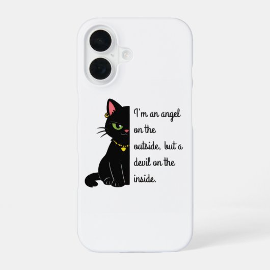 funny black cat phone case iPhone 16ケース (裏面)