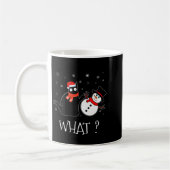 Funny Black Cat Pushing Snowman Christmas Winter C コーヒーマグカップ (左)