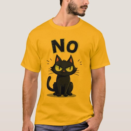 Funny Black Cat Says No Graphic T-Shirt for Tシャツ (正面)